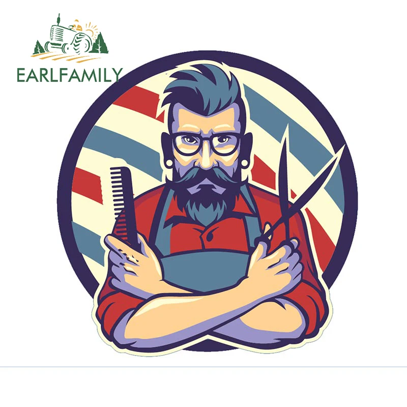 EARLFAMILY 13cm for Barber Shop Auto Decal DIY Occlusion Scratch Fashion Decals 3D Car Stickers Decoration Suitable VAN RV - купить по