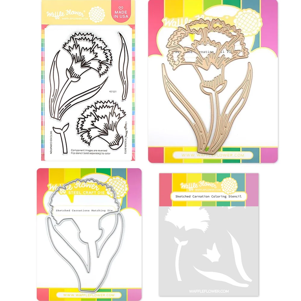 

Эскизные штампы с гвоздикой, трафарет и горячая фольга, 2023 цветов, декоративный шаблон для тиснения, сделай сам, поздравительная открытка ручной работы