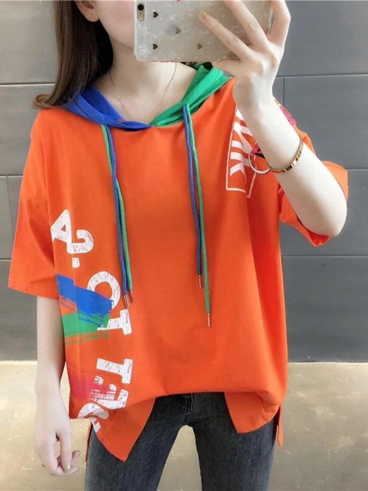 

Женские модные пуловеры, корейские топы с графическим рисунком, свободная футболка, женская футболка с коротким рукавом, летняя Эстетическ...