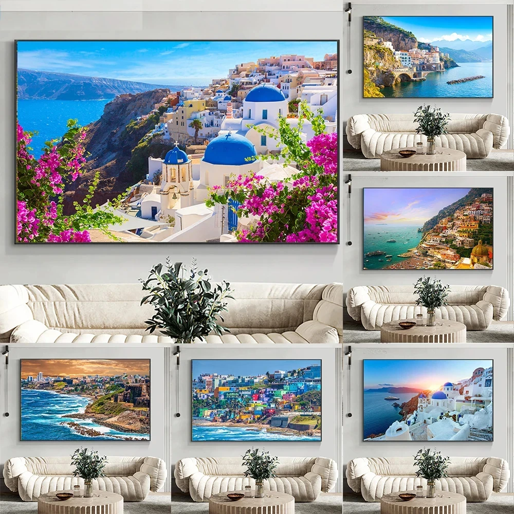 

Пейзаж на холсте с изображением Классического Греческого и островного пейзажа