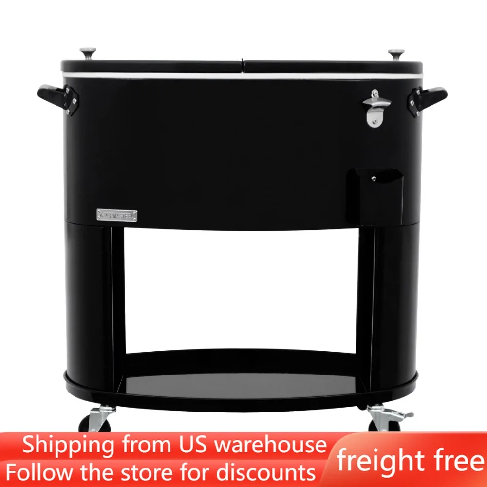 80 Quart Portable Rolling Oval Patio Cooler Freight Free Thermal Coolers For Beer Drinks Beach Camping