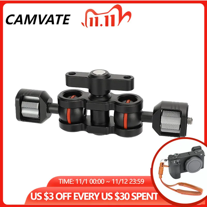 

Съемный шарнирный кронштейн CAMVATE 5,8 дюйма с двойной шариковой головкой и винтовым креплением 1/4-20 для светильник монитора