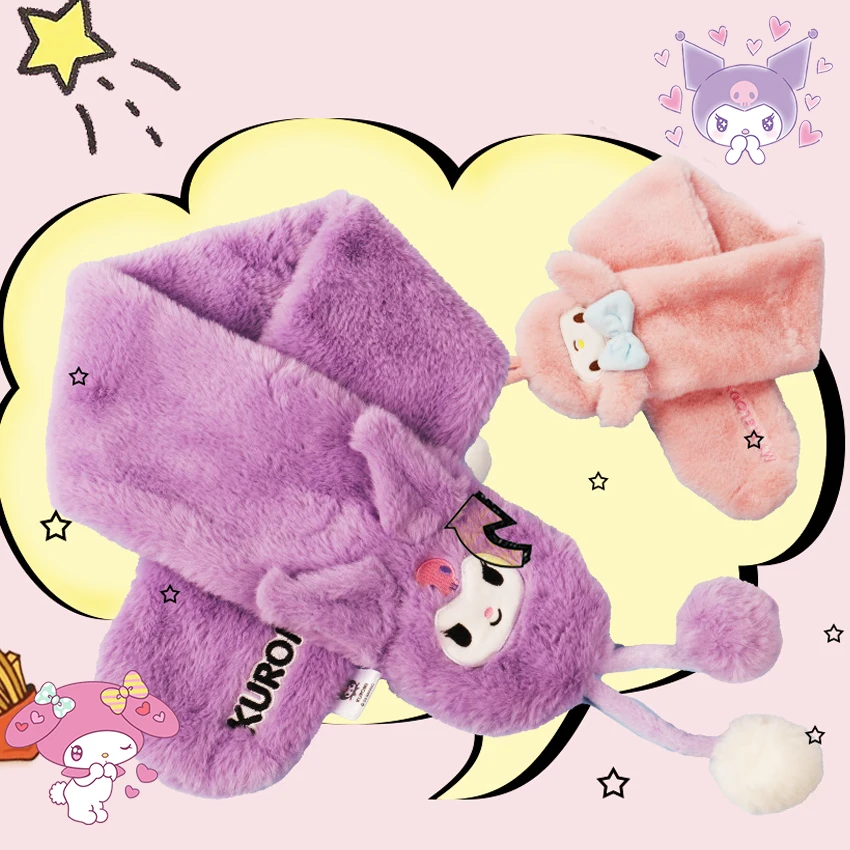 

Sanrioed Kids Plush Scarf Kawaii Soft Warming Ourdoor Warming Cartoon Decoration Anime Pochacco Cinnamoroll Cute Girls Boys Gift
