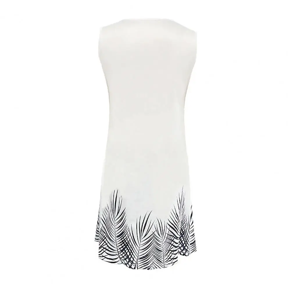 

Anti-pilling Comfortable Simple Leaves Print Women Vest Dress Female Clothing