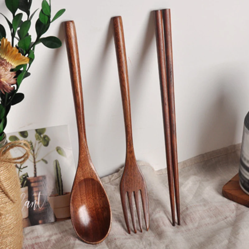 Вилка и ложка набор из трех предметов портативный столовые приборы