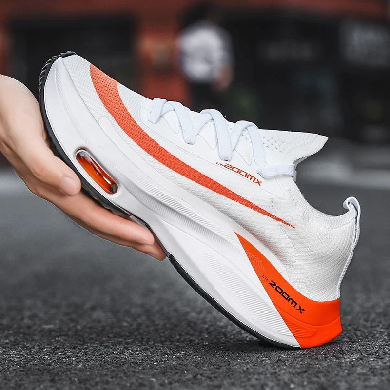 Unisex Fashion Men's Shoe Lace-up Round Head Air Cushioned Running Shoe Women's Training Race Breathable Running Shoe Size 36-46