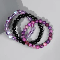 3pcsset natural stone beads bracelet 8mm moonstone pink cat eye quartz beaded bracelets for women men fashion couples jewelry