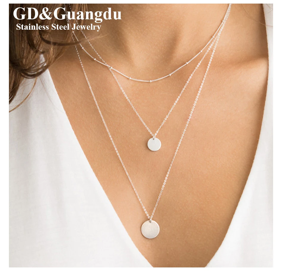 

GD PVG Gold Plated Stainless Steel Choker Necklace Young Women Thin Bead Chain Collar Jewelry Minimalist Wholesale Dropshipping