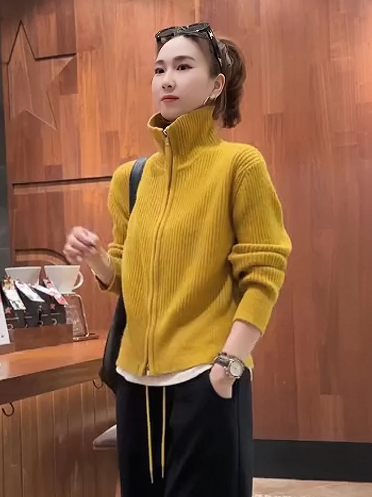 Женская трикотажная верхняя одежда с двойной молнией Design Sense и длинными рукавами