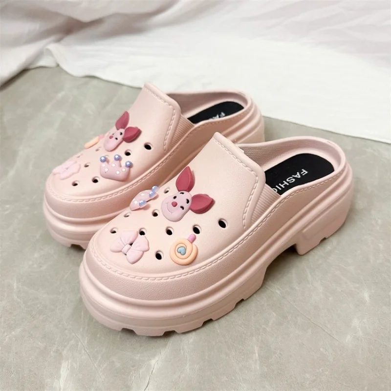 

Hot Sale Shoes for Women 2023 Summer New Thick Bottom Hole Shoes High-heeled Sandals Korean Soft Bottom Beach Female Shoes