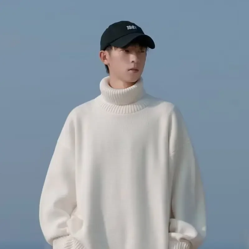 2024 зимний новый стиль корейская версия простой однотонный свитер для мужчин