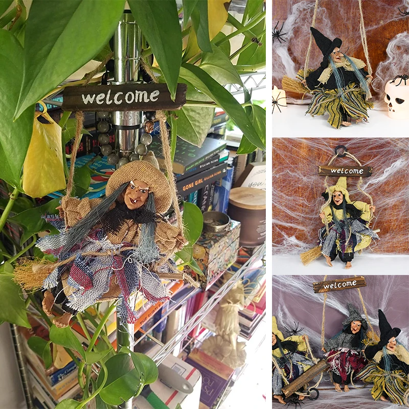 

Halloween Scary Witch Doll Hanging Ornament Shabby Burlap Witchs Pendant Horror Props Halloween Party Home Decoration Supplies