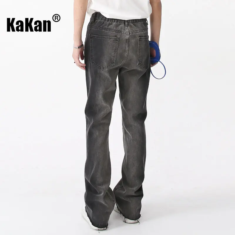 Kakan - New Loose Gradient Denim Jeans for Men, Youthful and Trendy Back Waist Stretch Long Jeans K50-462