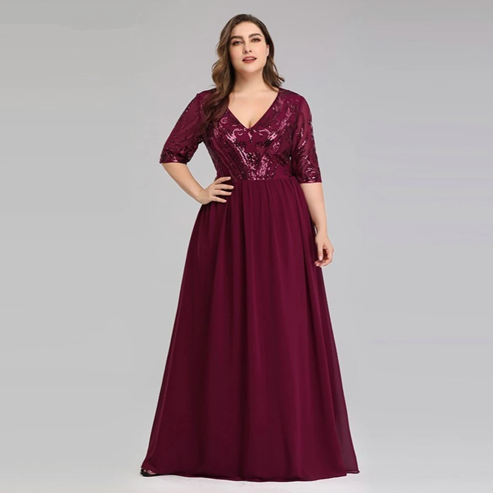 

Платье для матери невесты, с V-образным вырезом и рукавом до локтя