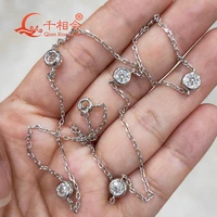 925 silver 4 5mm 6pcs small round moissanite necklace female collarbone chain simple temperament jewelry for woman