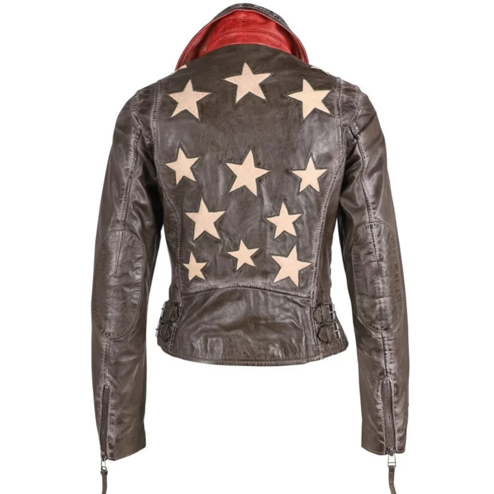 Women's Top Stitching Jacket 2022 Autumn And Winter Solid Color Short Style Stitching Star Pattern Jacket Women Commuting