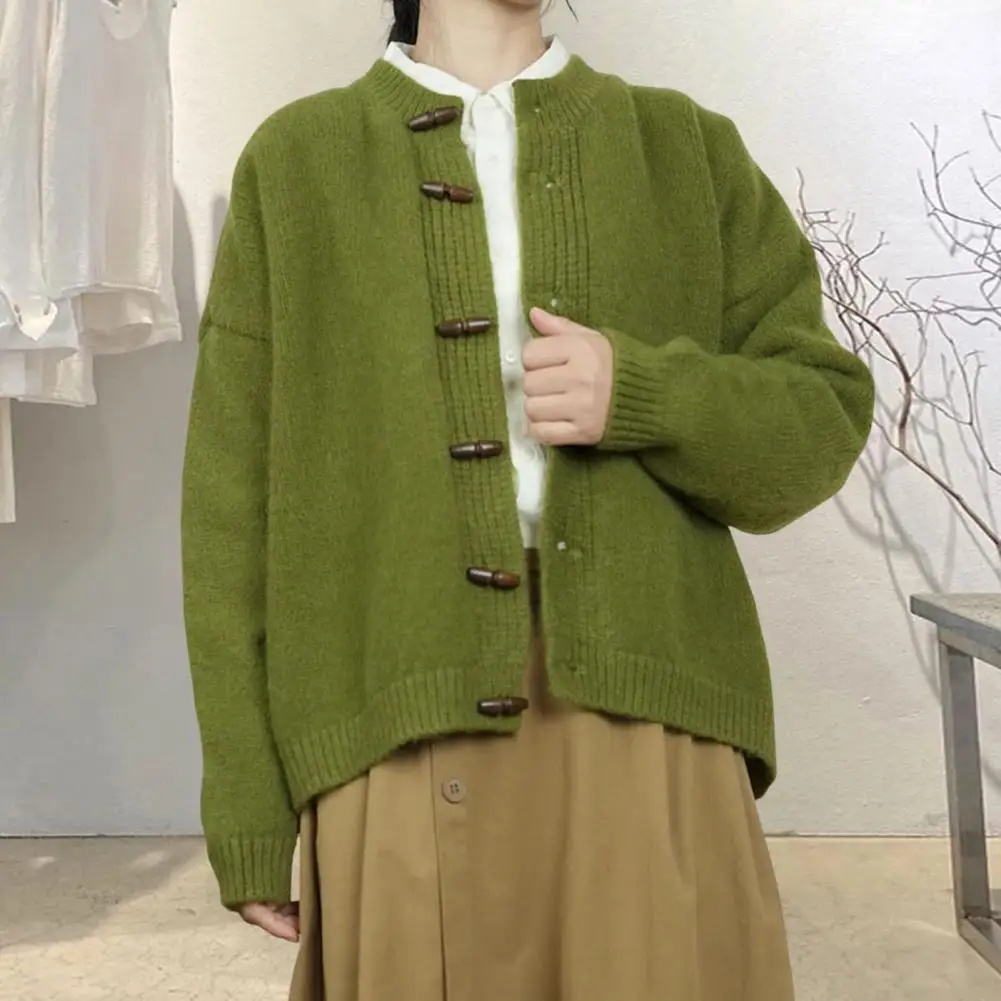 Женский вязаный свитер Свободного покроя Уютный женский Пальто с роговыми