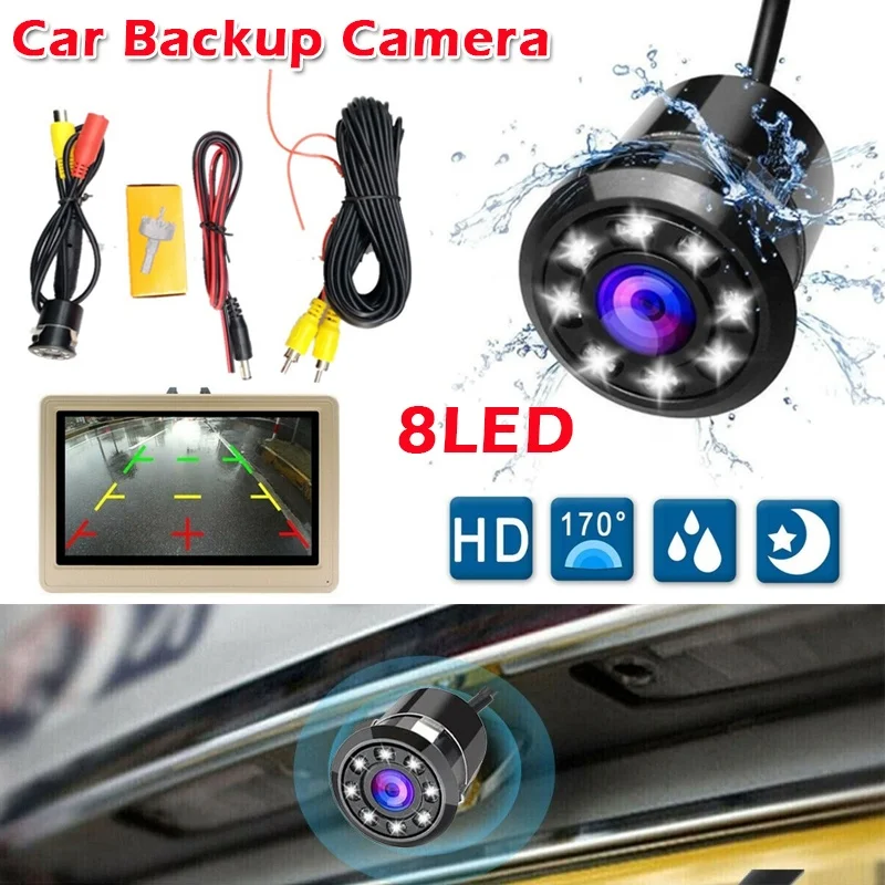 

Universal Waterproof 8LED Car Backup Rear View Camera 170 Degree Wide Angle Night Vision Reversing Camera