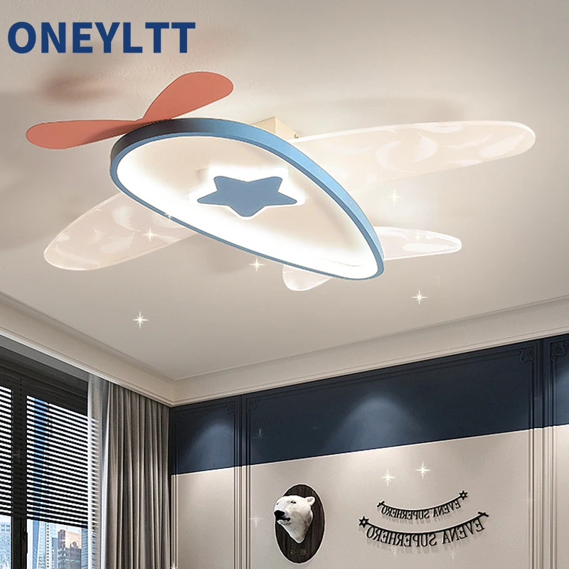 

New Cartoon airplane Modern Led Ceiling Lights For Kids Dining room Children Room bedroom study blue pink Ceiling Lamp Fixture