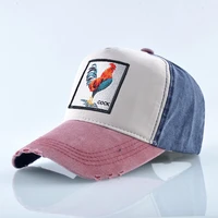 vintage distressed baseball cap for men patchwork animals rooster embroidery summer hats for men cotton unisex trucker hat