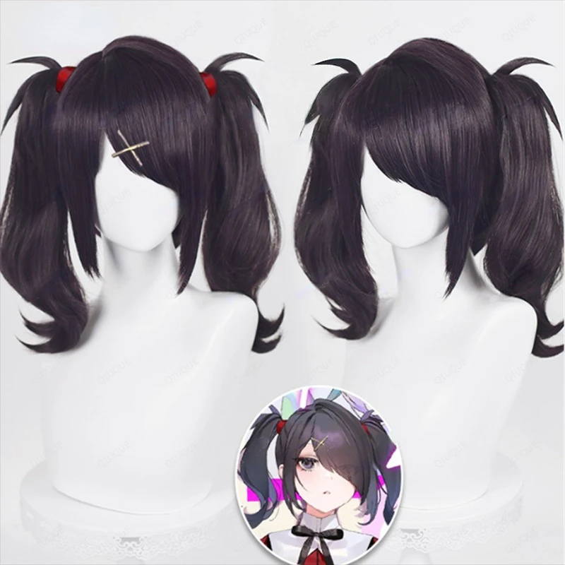 

Cosplay Wig Game NEEDY GIRL OVERDOSE Ame-chan Black Anime Role Play Hair With Ponytails Heat Resistant Synthetic Wigs + Wig Cap