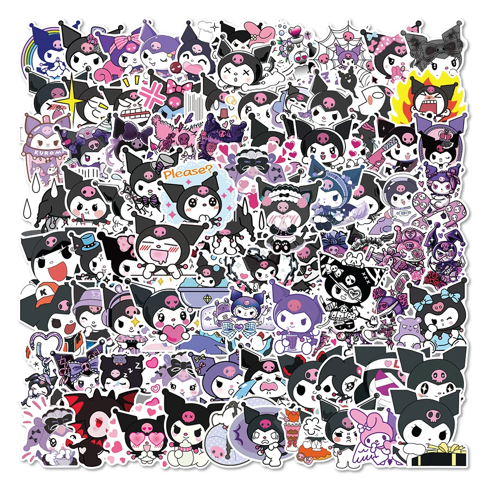 10/30/50/100PCS Sanrio Kuromi Stickers Cartoon Cute Graffiti Decals Kids Toy Gift DIY Phone Guitar Notebook Fridge Skateboard