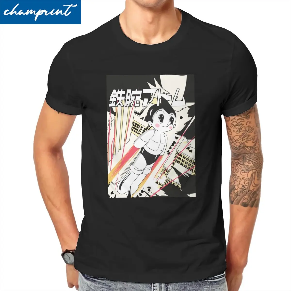 

Men's T-Shirt Astroboy Casual Cotton Tees Short Sleeve Astro Boy Mighty Atom T Shirt Round Collar Clothing New Arrival