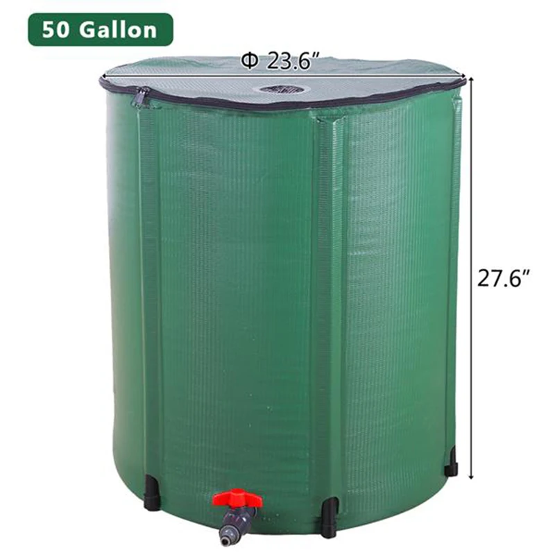 

50 Gallon Folding Rain Barrel Water Collector Green