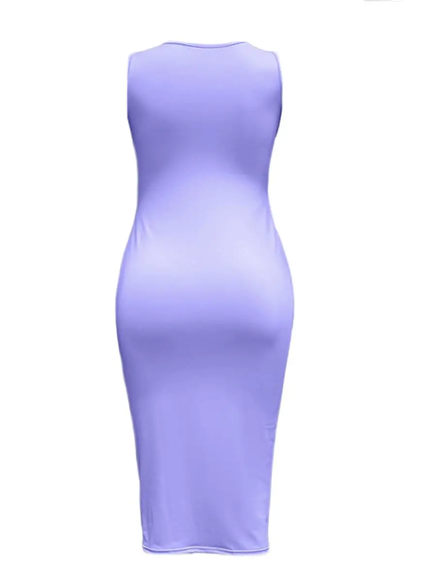 LW BASICS Plus Size dresses Round Neck Bodycon Dress sleeveless Bodycon Dress summer Party Vestidos Sexy maxi dress