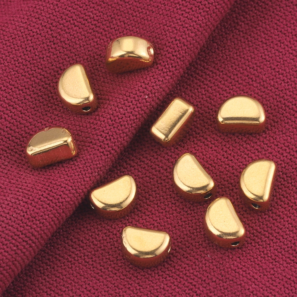 

10pcs 7*10mm Gold-Plate Semicircle Spacer DIY Bead Stainless Steel Necklace beads for Jewelry Making Findings Bracelet Wholesale