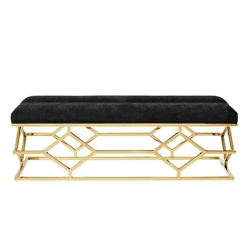 

New Modern Luxury Style New light luxury bedroom bed end bench with stainless steel frame decorated