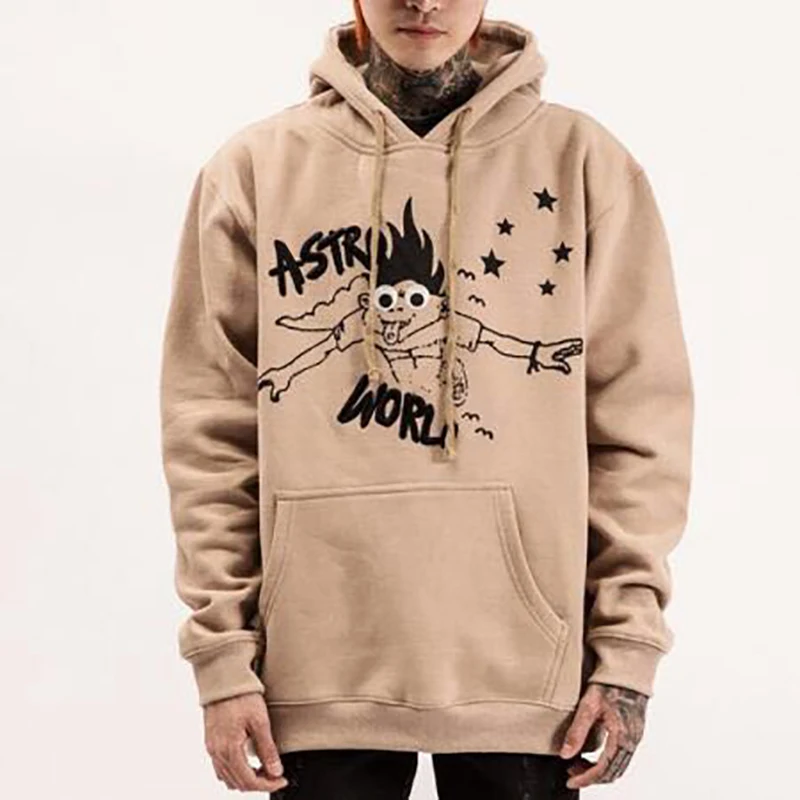 

Travis Scott Astroworld I Can Fly Embroidered Letters Hoodie High Street Men Women 1:1 University T Cactus Graffiti Pullover