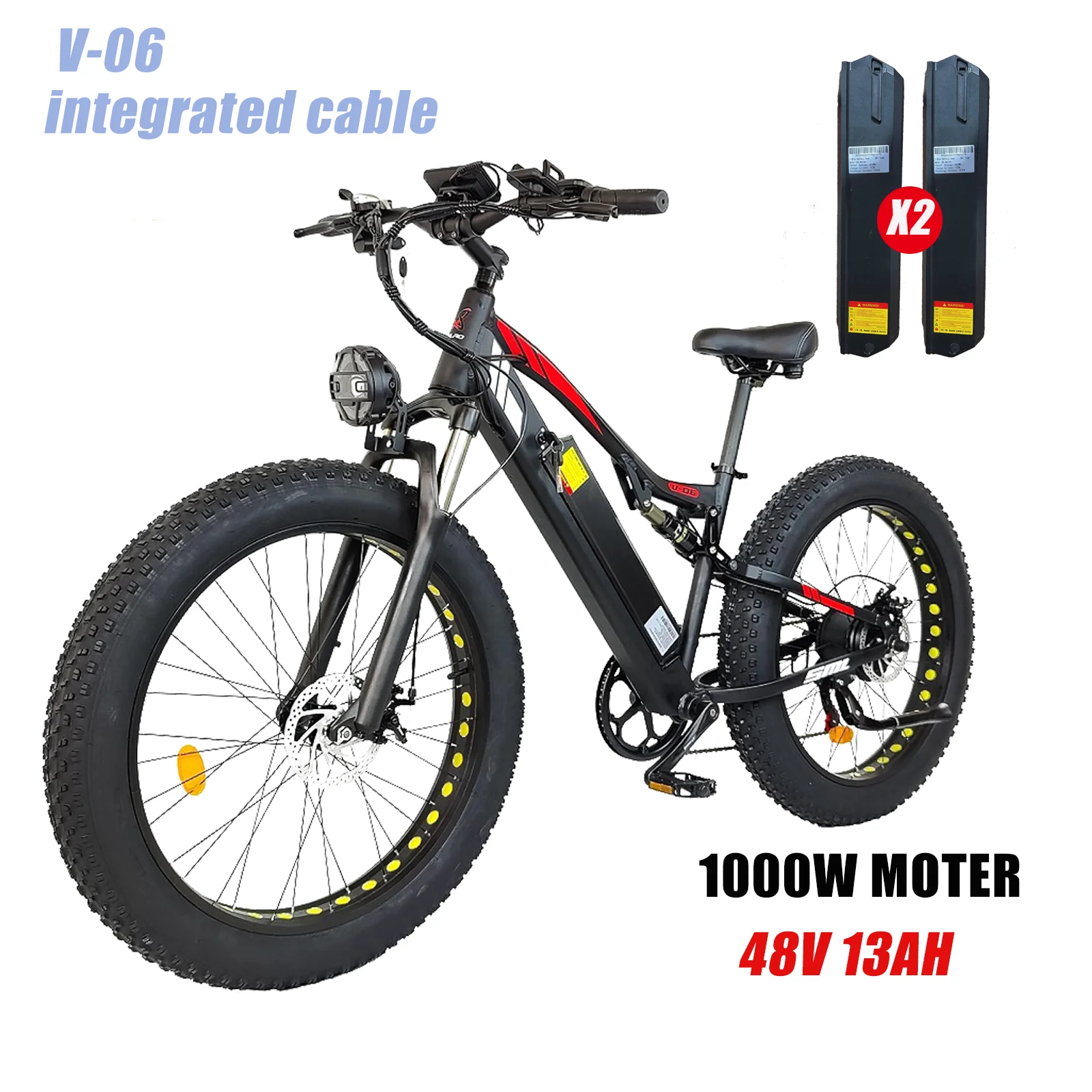 

Smlro New V-06 Cruiser Electric Bicycle Mountain City Road E Bike 48V 1000W 13AH Fat Tire Ebike With Full Suspension For Adults