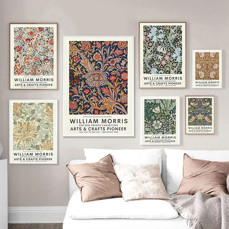 

Morris UK Plant Flower Poster And Prints Nordic Beige Canvas Painting Living Room Office Bedroom Home Decor HD Wall Art Pictures