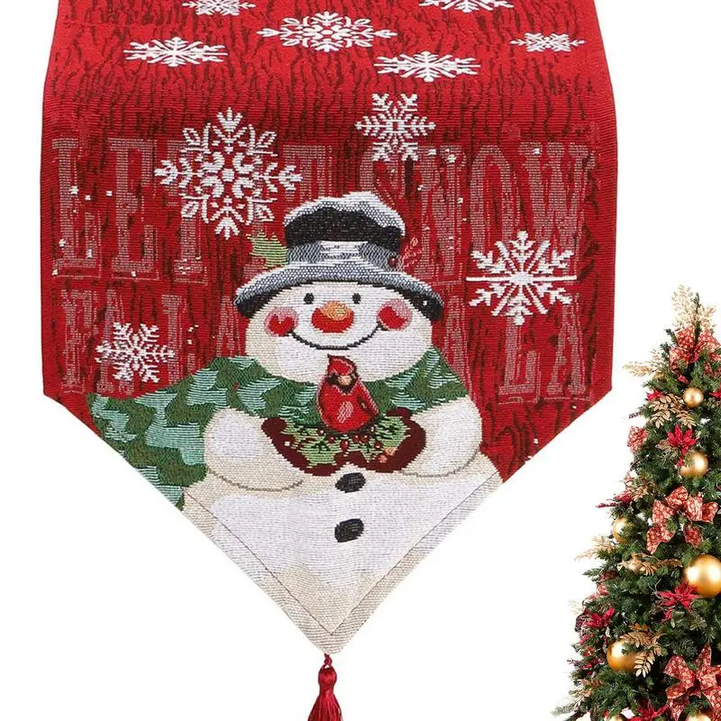 

Модная Рождественская настольная дорожка Рождественский Снеговик фермерский скатерть Снеговик деревенский зимний праздник скатерть из хлопка и льна
