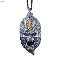 100 925 sterling silver qitian dasheng silver pendant double sided buddha fights over buddha sun wukong pendant