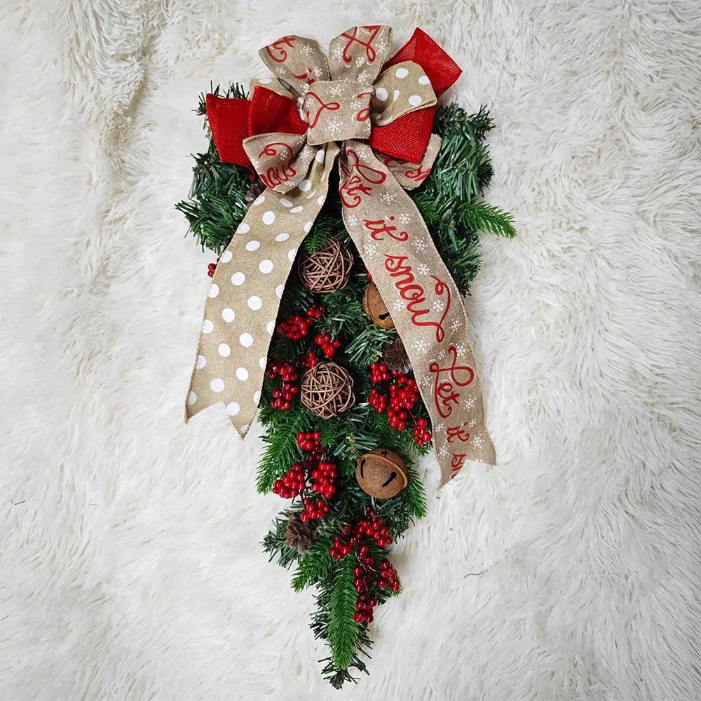 

Пластиковый Рождественский дверной венок, полулицевая елка, Рождественская красная фотография, американский стиль, ручная работа