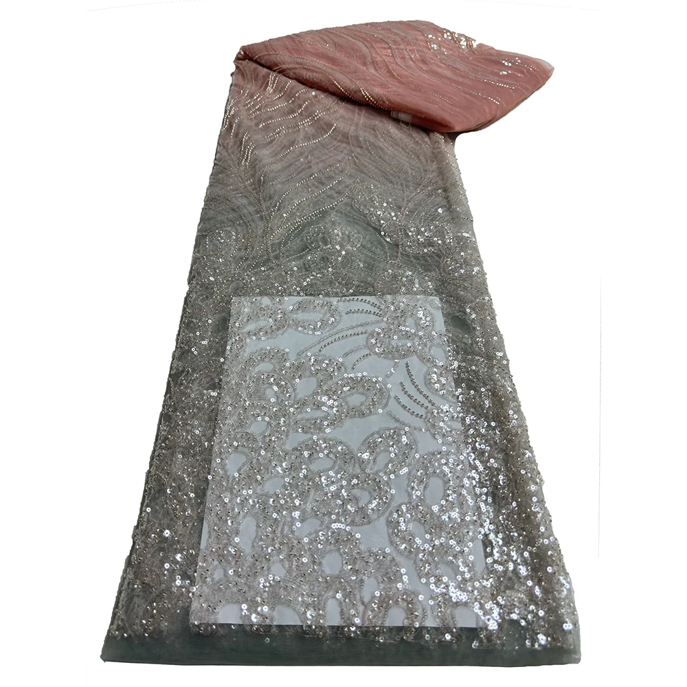 Африканские блестки бисерные кружевные ткани 2024 высококачественное кружево 5