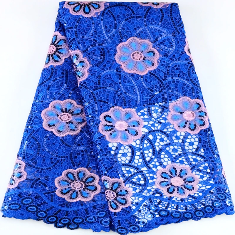 Королевский синий африканский шнур сетчатая кружевная ткань 2023