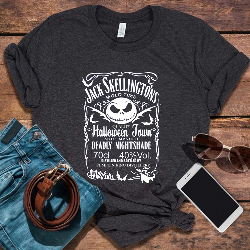 

Милые скелеты, топы на Хэллоуин, Повседневная Праздничная рубашка для виски, футболка для пивоварни на Хэллоуин, Рождественская Футболка L