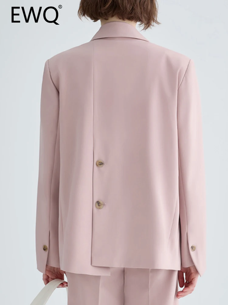 

EWQ Pink Back Button Design Elegant Blazer For Women Long Sleeve Single Breasted High End Female Jackets 2023 Autumn New 26D4819