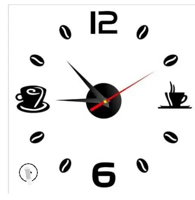 

1set/lot Kitchen Home Waterproof Wall Clock Art DIY Modern Coffee Cups Decor Acrylic coffee wall clock