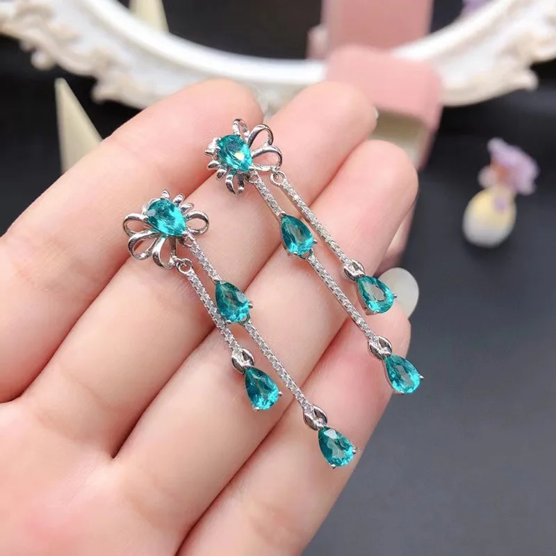 Всего 925 ct серьги с натуральным топазом для женских 4*6 мм висячие VVS класса дюйма