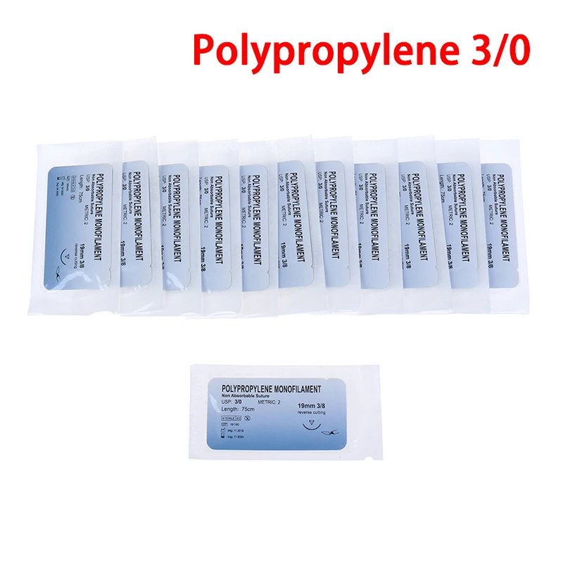 

12 шт. 2/0 3/0 4/0 5/0 медицинская игла для шова, нейлоновая полиэфирная нить, набор для практики швов, обучающие демонстрационные упражнения