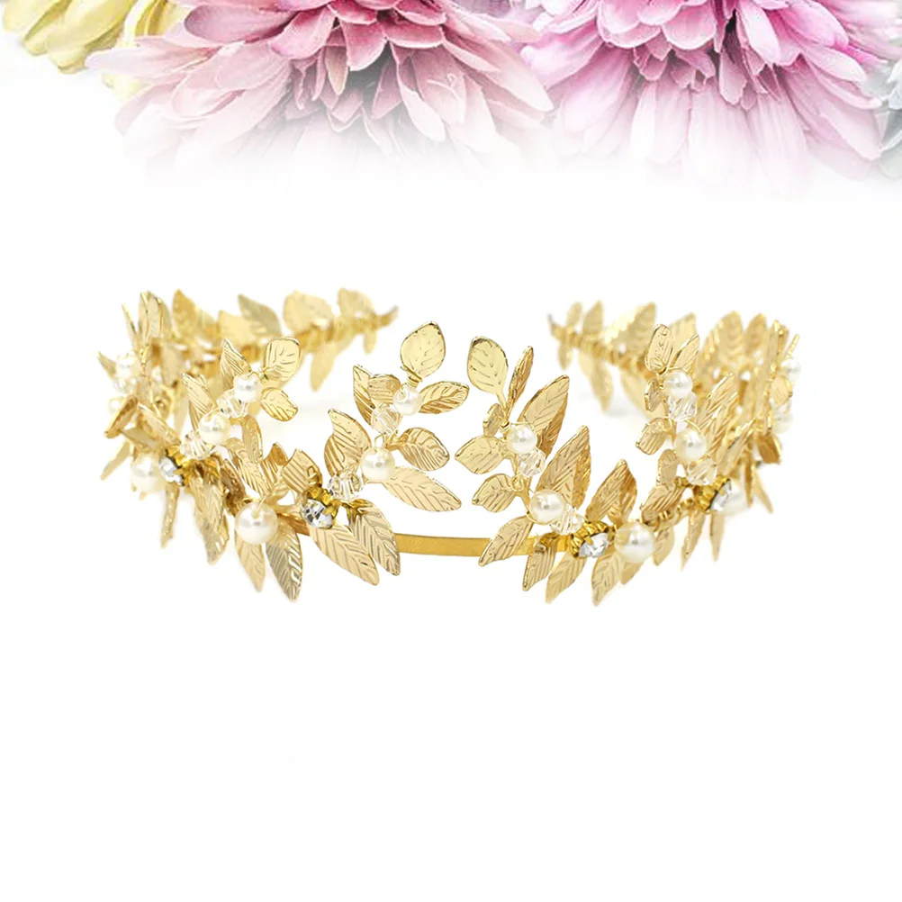 

Stereoscopic Leaf Headband Ladies Headbands DIY Pearl Wedding Goddess Headpiece