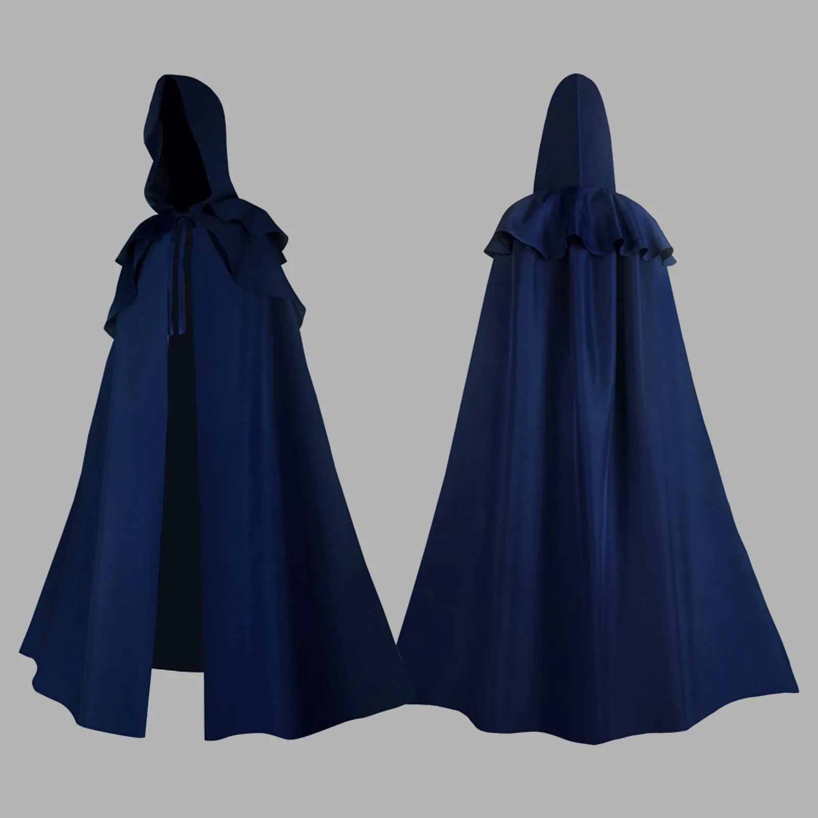 Черная Мужская накидка с капюшоном средневековая искусственная однотонная