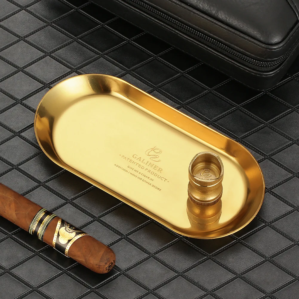 

Пепельница для сигар из цинкового сплава с держателем для сигар, портативная пепельница из нержавеющей стали для дома