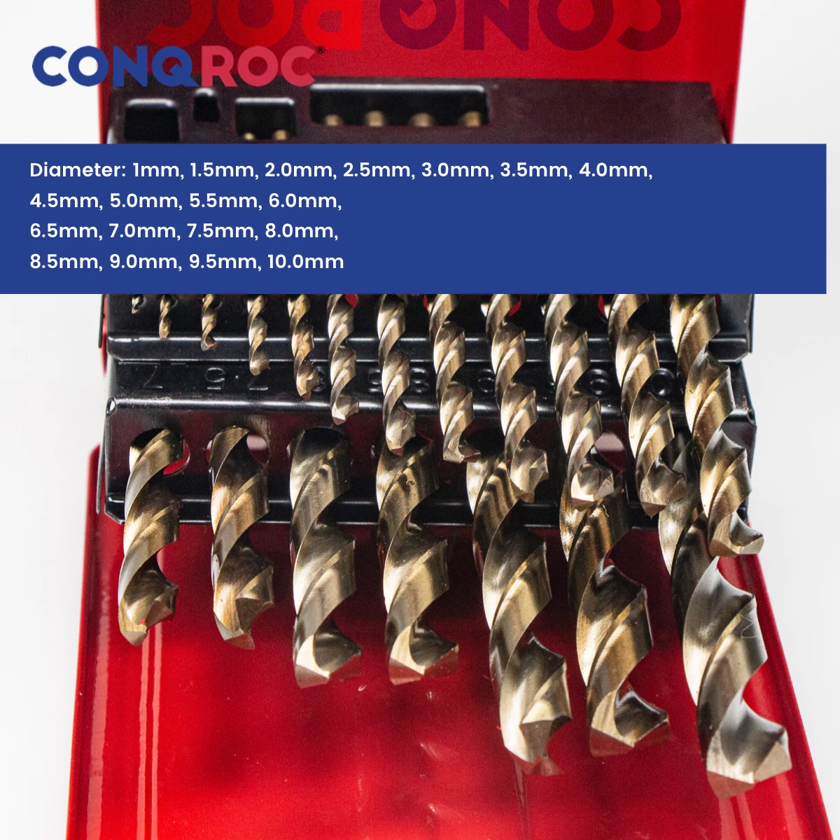Набор сверл из кобальта HSS M35 с прямым хвостовиком металлический чехол диаметр 19