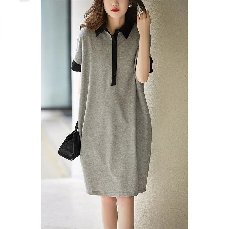 

Женские платья в Корейском стиле, элегантные милые однотонные Свободные повседневные шикарные платья-трапеции с коротким рукавом, Z259, лето ...