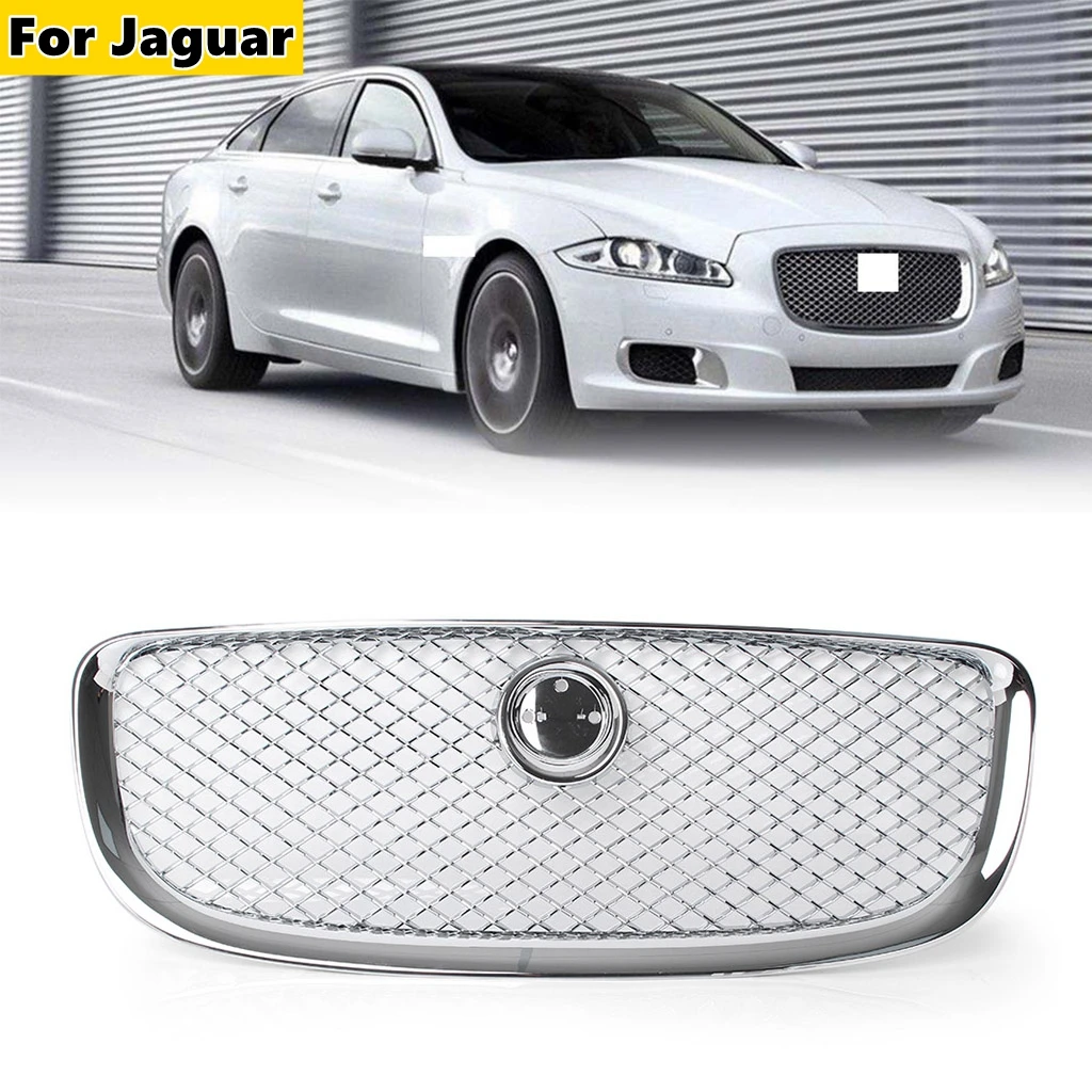 

1 Pcs ABS Car Front Racing Grille Upper Mesh Grill For Jaguar XJ 2010 2011 2012 2013 2014 2015 Chrome/Black with Emblem